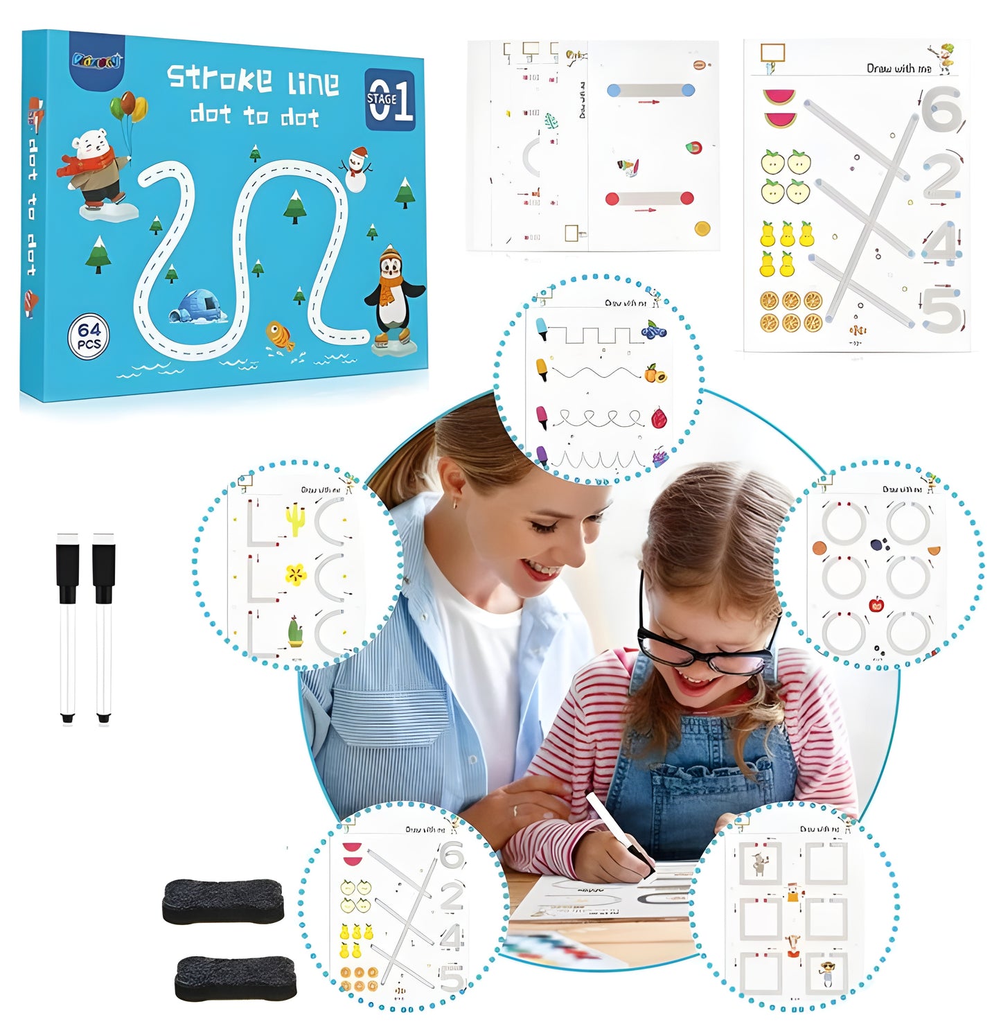 Stroke Line: Dot to dot Drawing & Writing Practice Book